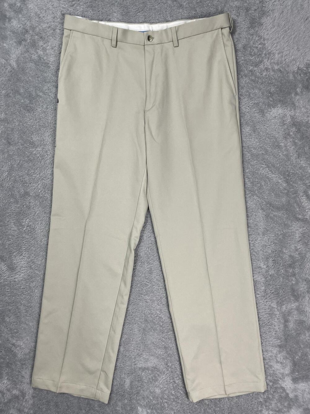 Haggar Cool 18 Dress Pants Mens 38x32 Beige Classic Fit Comfort Waist NWT